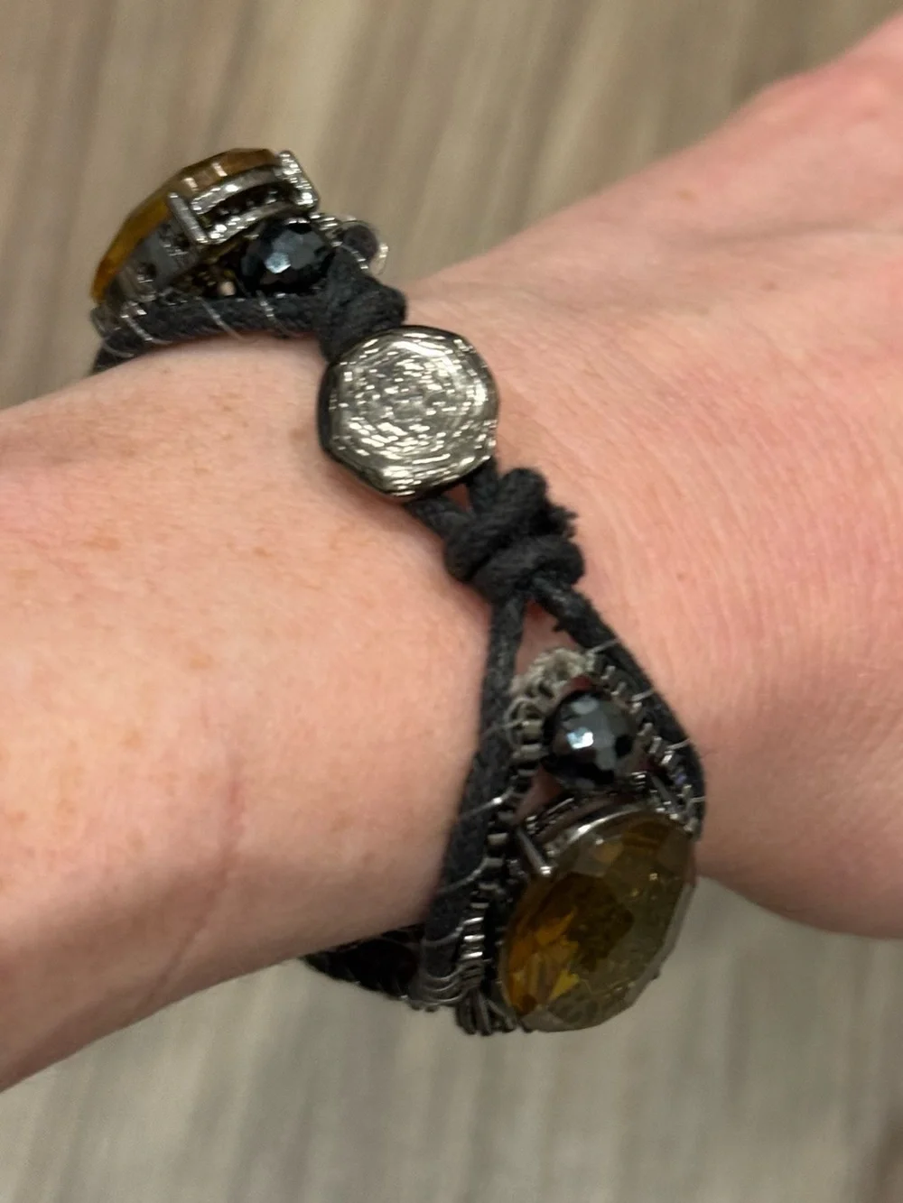 Women's Black and Amber Multi-Stone Bracelet